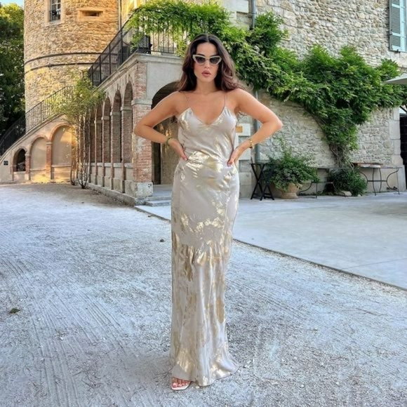 RARE METALLIC PRINT SLIP DRESS - Picture 7 of 16